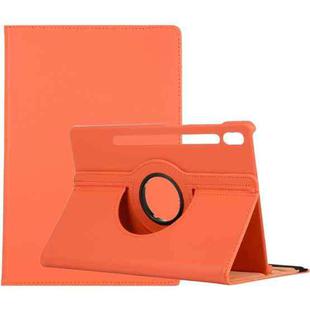 For Samsung Galaxy Tab S8 Ultra 360 Degrees Rotation Holder Litchi Leather Tablet Case(Orange)