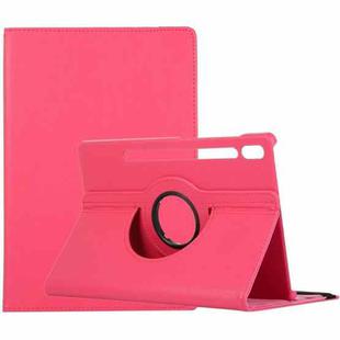 For Samsung Galaxy Tab S8 Ultra 360 Degrees Rotation Holder Litchi Leather Tablet Case(Rose Red)