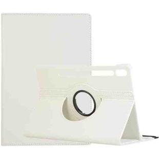 For Samsung Galaxy Tab S8 Ultra 360 Degrees Rotation Holder Litchi Leather Tablet Case(White)