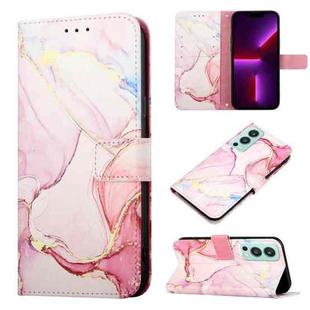 For OnePlus Nord 2 5G PT003 Marble Pattern Flip Leather Phone Case(Rose Gold LS005)