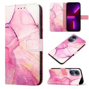 For OnePlus Nord N20 5G & OPPO A96 5G / Reno7 Z PT003 Marble Pattern Flip Leather Phone Case(Pink Purple Gold LS001)
