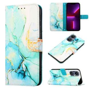 For OnePlus Nord N20 5G & OPPO A96 5G / Reno7 Z PT003 Marble Pattern Flip Leather Phone Case(Green LS003)