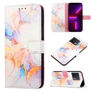 For OnePlus 10 Pro 5G PT003 Marble Pattern Flip Leather Phone Case(Galaxy Marble White LS004)