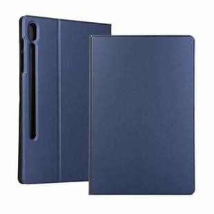 For Samsung Galaxy Tab S8 Ultra Elasticity Leather Tablet Case with Holder(Dark Blue)