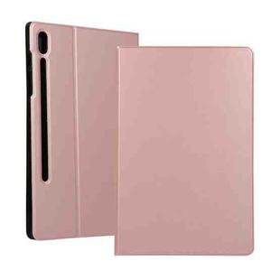 For Samsung Galaxy Tab S8 Ultra Elasticity Leather Tablet Case with Holder(Rose Gold)