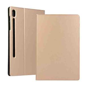 For Samsung Galaxy Tab S8 Ultra Elasticity Leather Tablet Case with Holder(Gold)