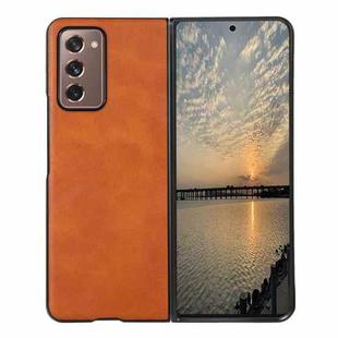 For Samsung Galaxy Z Fold2 5G Cowhide Texture PU Phone Case(Brown)