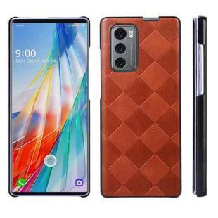 For LG Wing 5G Weave Plaid PU Phone Case(Brown)