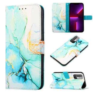 For Xiaomi Poco M3 Pro 5G / Redmi Note 10 5G / 10T 5G PT003 Marble Pattern Flip Leather Phone Case(Green LS003)