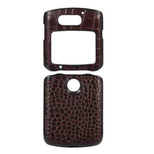 For Motorola Moto Razr 5G Crocodile Top Layer Cowhide Leather Phone Case(Coffee)