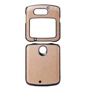 For Motorola Moto Razr 5G Wood Texture PU Phone Case(Gold)