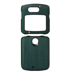 For Motorola Moto Razr 5G Wood Texture PU Phone Case(Green)