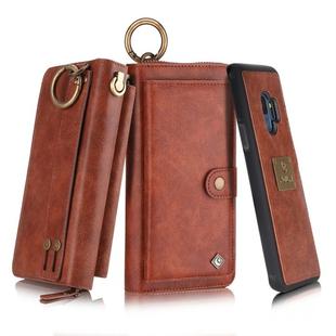 For Galaxy S9 POLA Multi-function Fashion Zipper Magnetic Horizontal Flip Leather Case with Card Slots & Wallet & Photo Frame & Lanyard(Brown)