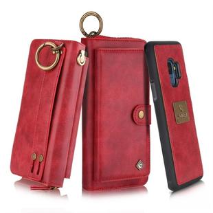 For Galaxy S9 POLA Multi-function Fashion Zipper Magnetic Horizontal Flip Leather Case with Card Slots & Wallet & Photo Frame & Lanyard(Red)