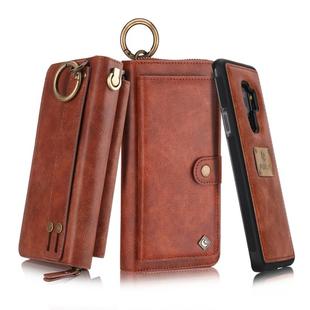 For Galaxy S9+ POLA Multi-function Fashion Zipper Magnetic Horizontal Flip Leather Case with Card Slots & Wallet & Photo Frame & Lanyard(Brown)