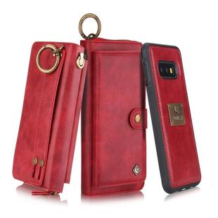 For Galaxy S10e POLA Multi-function Fashion Zipper Magnetic Horizontal Flip Leather Case with Card Slots & Wallet & Photo Frame & Lanyard(Red)