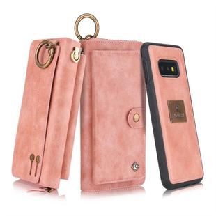 For Galaxy S10e POLA Multi-function Fashion Zipper Magnetic Horizontal Flip Leather Case with Card Slots & Wallet & Photo Frame & Lanyard(Pink)