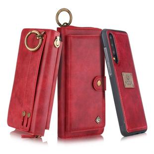 For Huawei P30 POLA Multi-function Fashion Zipper Magnetic Horizontal Flip Leather Case with Card Slots & Wallet & Photo Frame & Lanyard(Red)