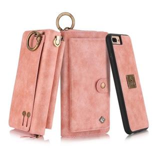 For iPhone 7 Plus / 8 Plus POLA Multi-function Fashion Zipper Magnetic Horizontal Flip Leather Case with Card Slots & Wallet & Photo Frame & Lanyard(Pink)