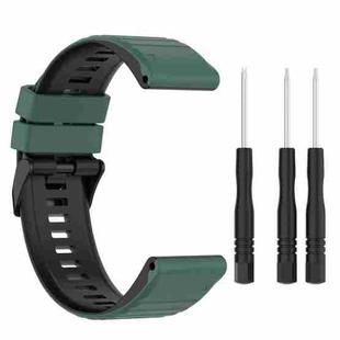 For Garmin Fenix 7 22mm Two-color Silicone Watch Band(Olive Green Black)