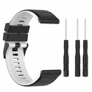 For Garmin Fenix 7 22mm Two-color Silicone Watch Band(Black White)