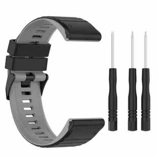 For Garmin Fenix 7 22mm Two-color Silicone Watch Band(Black Grey)
