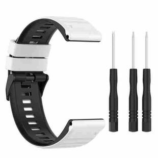 For Garmin Fenix 7 26mm Two-color Silicone Watch Band(White Black)