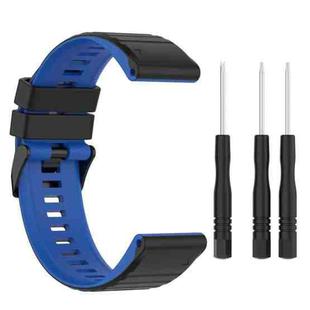 For Garmin Fenix 7 26mm Two-color Silicone Watch Band(Black Blue)