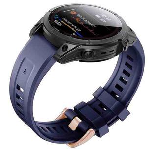 For Garmin Fenix 7S Silicone Rose Gold Buckle Watch Band(Dark Blue)