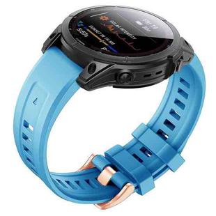 For Garmin Fenix 7S Silicone Rose Gold Buckle Watch Band(Sky Blue)