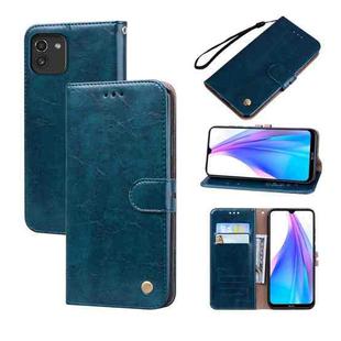 For Samsung Galaxy A03 164mm Oil Wax Texture Leather Phone Case(Blue)