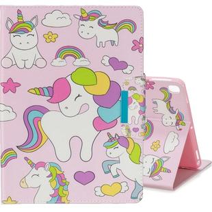 For iPad 10.2 Colored Drawing Pattern Horizontal Flip Leather Case with Holder & Card Slot & Wallet(Multiple Unicorns)