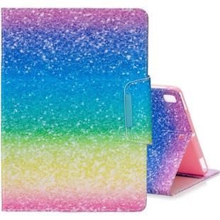 For iPad Air / Air 2 / iPad 9.7 (2017) / iPad 9.7 (2018) Colored Drawing Pattern Horizontal Flip Leather Case with Holder & Card Slot & Wallet(Striped Rainbow Sand)