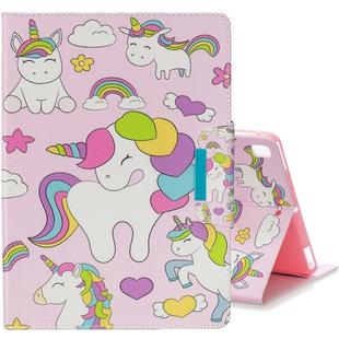 For iPad Air / Air 2 / iPad 9.7 (2017) / iPad 9.7 (2018) Colored Drawing Pattern Horizontal Flip Leather Case with Holder & Card Slot & Wallet(Multiple Unicorns)