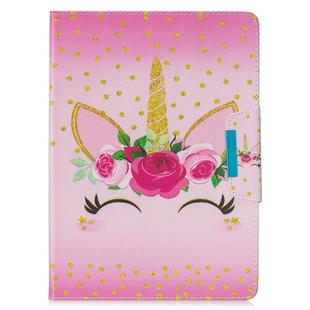 For iPad Pro 10.5 inch Colored Drawing Pattern Horizontal Flip Leather Case with Holder & Card Slot & Wallet(Unicorn With Flowers)