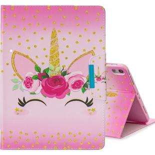 For iPad Pro 11 inch （2018） Colored Drawing Pattern Horizontal Flip Leather Case with Holder & Card Slot & Wallet(Unicorn With Flowers)