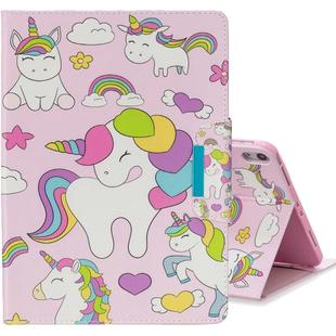 For iPad Pro 11 inch （2018） Colored Drawing Pattern Horizontal Flip Leather Case with Holder & Card Slot & Wallet(Multiple Unicorns)