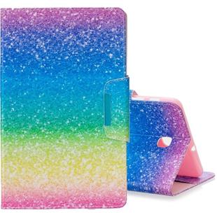 For Galaxy Tab A 8.0 (2018) T387 Colored Drawing Pattern Horizontal Flip Leather Case with Holder & Card Slot & Wallet(Striped Rainbow Sand)
