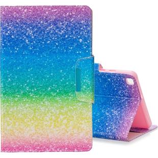 For Galaxy Tab A 8.0 (2019) T290 Colored Drawing Pattern Horizontal Flip Leather Case with Holder & Card Slot & Wallet(Striped Rainbow Sand)