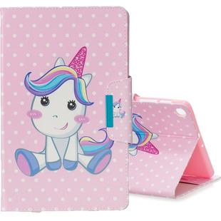 For Galaxy Tab A 10.1 (2019) T510 Colored Drawing Pattern Horizontal Flip Leather Case with Holder & Card Slot & Wallet(Cute Unicorn)