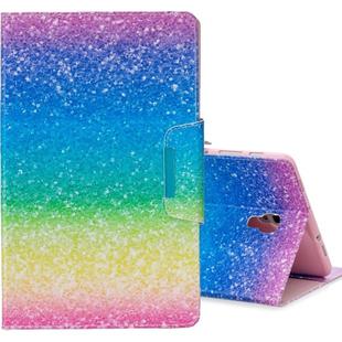 For Galaxy Tab A 10.5  T590 Colored Drawing Pattern Horizontal Flip Leather Case with Holder & Card Slot & Wallet(Striped Rainbow Sand)