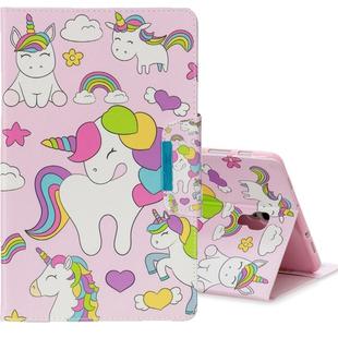 For Galaxy Tab A 10.5  T590 Colored Drawing Pattern Horizontal Flip Leather Case with Holder & Card Slot & Wallet(Multiple Unicorns)
