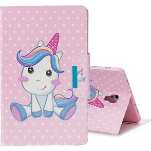 For Galaxy Tab A 10.5  T590 Colored Drawing Pattern Horizontal Flip Leather Case with Holder & Card Slot & Wallet(Cute Unicorn)