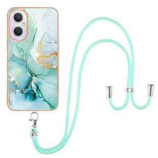 For OnePlus Nord N20 5G Electroplating Marble IMD TPU Phone Case with Lanyard(Green 003)