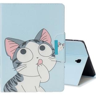 For Galaxy Tab S4 10.5 T830 Colored Drawing Pattern Horizontal Flip Leather Case with Holder & Card Slot & Wallet(Cat)