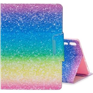 For Galaxy Tab S6 T860 Colored Drawing Pattern Horizontal Flip Leather Case with Holder & Card Slot & Wallet(Striped Rainbow Sand)