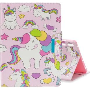 For Galaxy Tab S6 T860 Colored Drawing Pattern Horizontal Flip Leather Case with Holder & Card Slot & Wallet(Multiple Unicorns)