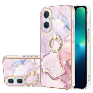 For OnePlus Nord N20 5G Electroplating Marble Pattern IMD TPU Phone Case with Ring Holder(Rose Gold 005)