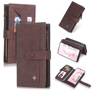 For Galaxy Note 10 POLA Multi-function Fashion Magnetic Horizontal Flip Leather Case with Card Slots & Wallet & Photo Frame & Holder(Coffee)