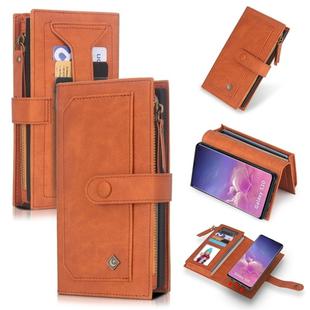 For Galaxy S10+ POLA Multi-function Fashion Magnetic Horizontal Flip Leather Case with Card Slots & Wallet & Photo Frame & Holder(Brown)